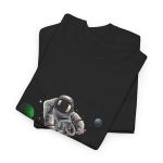 Astronaut playing hockey Black Color tshirt for Unisex Heavy Cotton Tee