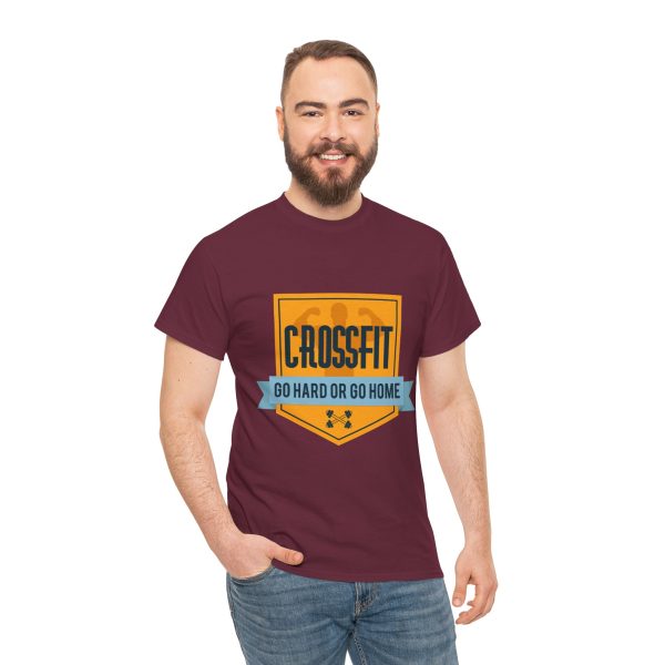 GYM Cross Fit Go Hard Or Go Home Maroon Color T-Shirt For Unisex Heavy Cotton Tee
