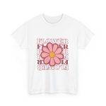 Flower White Color T-Shirt for Women Heavy Cotton Tee