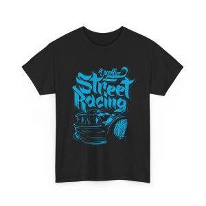 Street Racing Black Color T-Shirt For Men Heavy Cotton Tee