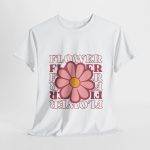 Flower White Color T-Shirt for Women Heavy Cotton Tee