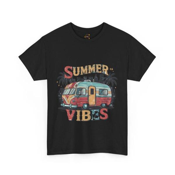 Summer Vibes Black Color T-Shirt For Unisex Heavy Cotton Tee