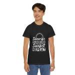 Sunrise Sunburn Sunset Repeat Black Color T-Shirt For Unisex Heavy Cotton Tee