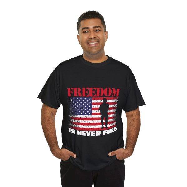 Freedom US Flag Black Color T-Shirt For Unisex Heavy Cotton Tee