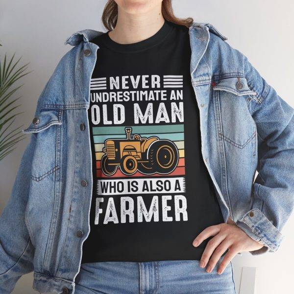 Never Underestimate an Old Man Farmer Unisex Heavy Cotton Tee