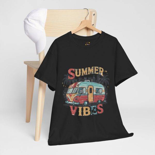 Summer Vibes Black Color T-Shirt For Unisex Heavy Cotton Tee