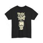 Halloween Frankenstein Trick Or Treat Black Color T-Shirt For Men Heavy Cotton Tee