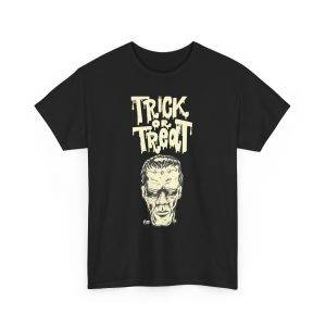 Halloween Frankenstein Trick Or Treat Black Color T-Shirt For Men Heavy Cotton Tee