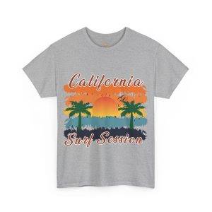 California Surf Session Gray Color T-Shirt For Unisex Heavy Cotton Tee