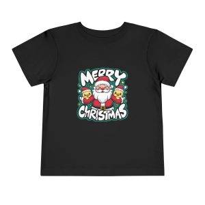 Merry Christmas Black Color T-Shirt For Kids Toddler Short Sleeve Tee