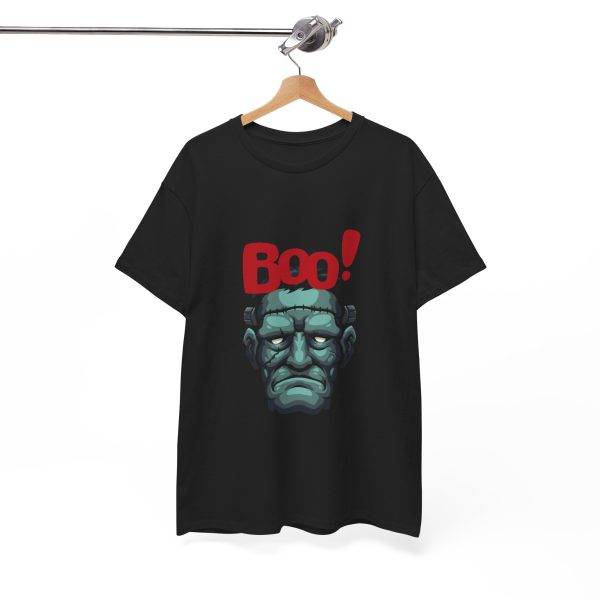Boo Halloween Frankenstein's Black Color T-Shirt For Unisex Heavy Cotton Tee Boo Halloween Frankenstein's Black Color T-Shirt For Unisex Heavy Cotton Tee