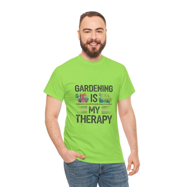 Gardening is My Therapy Unisex Heavy Cotton Tee - Vibrant Green T-Shirt for Plant Lovers