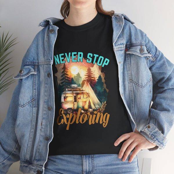 Never Stop Exploring Black Color T-Shirt For Unisex Heavy Cotton Tee