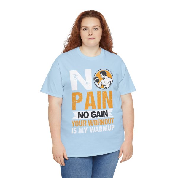 Gym No Pain No Gain Light Blue Color T-Shirt For Unisex Heavy Cotton Tee