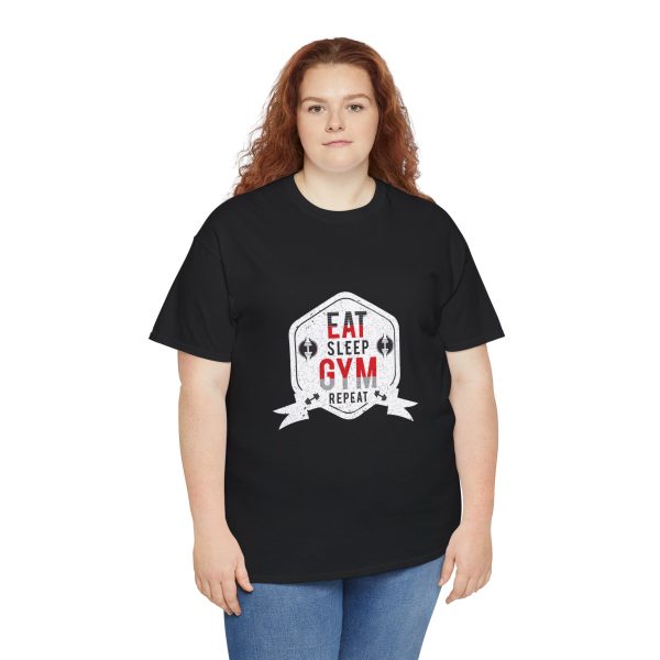 Eat Sleep Gym Repeat Unisex Heavy Cotton Tee - Motivational Workout Shirt