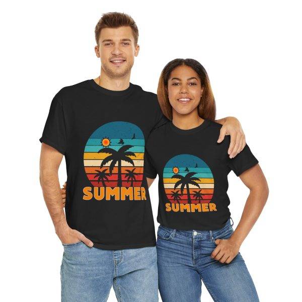 Summer Vibes Unisex Heavy Cotton Tee with Palm Tree Design Summer Vibes Unisex Heavy Cotton Tee with Palm Tree Design