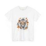 Lion Face White Color T-Shirt For Unisex Heavy Cotton Tee