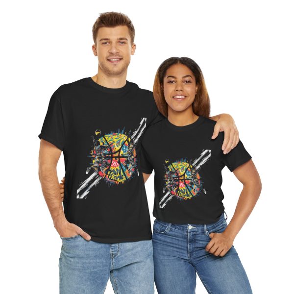 Vibrant Basketball Unisex Heavy Cotton Tee - Colorful Abstract Graphic Design
