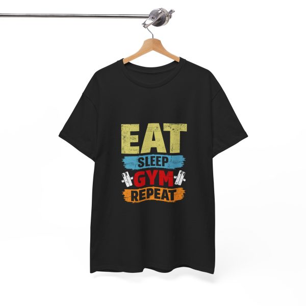 Motivational Gym Tee - Eat Sleep Gym Repeat Unisex Heavy Cotton Shirt