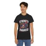 Strength Progress Black Color T-Shirt For Unisex Heavy Cotton Tee