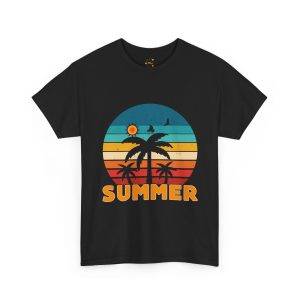 Summer Vibes Unisex Heavy Cotton Tee with Palm Tree Design Summer Vibes Unisex Heavy Cotton Tee with Palm Tree Design