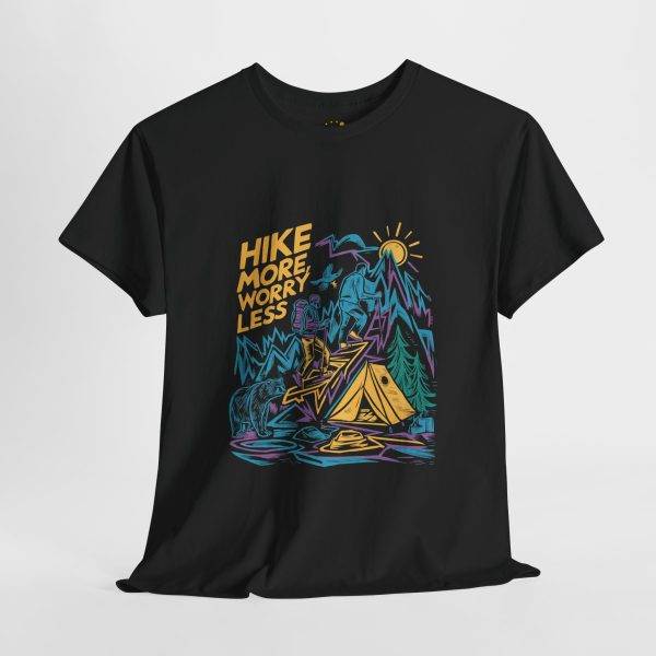 Hike More Worry Less Unisex Heavy Cotton Tee - Adventure Graphic T-Shirt