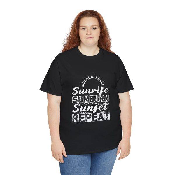 Sunrise Sunburn Sunset Repeat Black Color T-Shirt For Unisex Heavy Cotton Tee