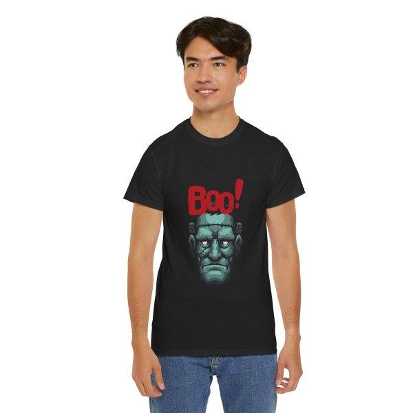 Boo Halloween Frankenstein's Black Color T-Shirt For Unisex Heavy Cotton Tee Boo Halloween Frankenstein's Black Color T-Shirt For Unisex Heavy Cotton Tee