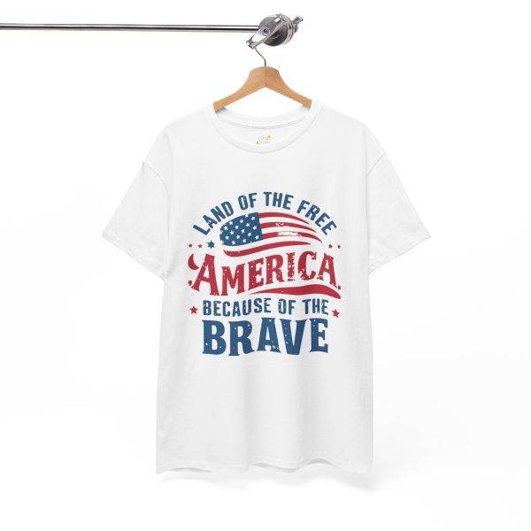 Unisex Heavy Cotton Tee - 'Land of the Free, America Because of the Brave'