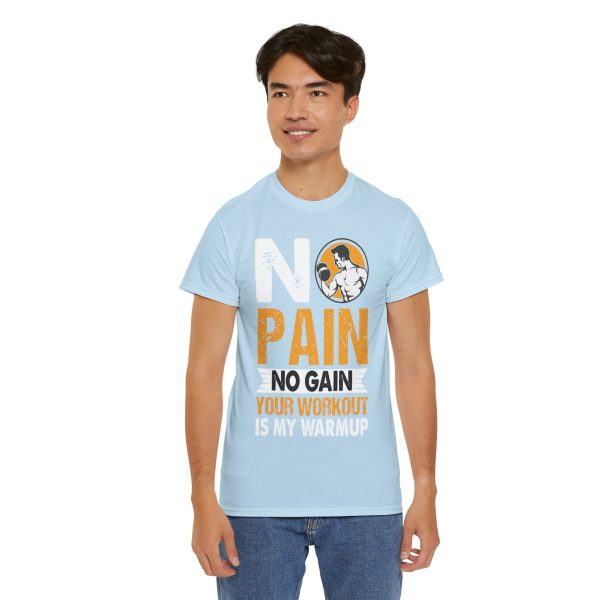 Gym No Pain No Gain Light Blue Color T-Shirt For Unisex Heavy Cotton Tee