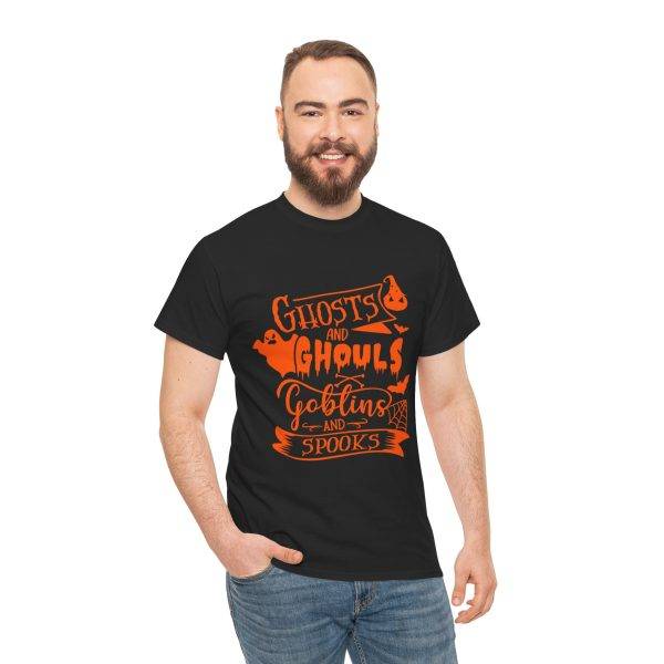 Halloween Ghosts And Ghouls Black Color T-Shirt For Unisex Heavy Cotton Tee