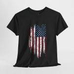 USA Flag Black Color T-Shirt For Unisex Heavy Cotton Tee