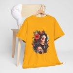 Beauty Women Gold Color T-Shirt For Unisex Heavy Cotton Tee