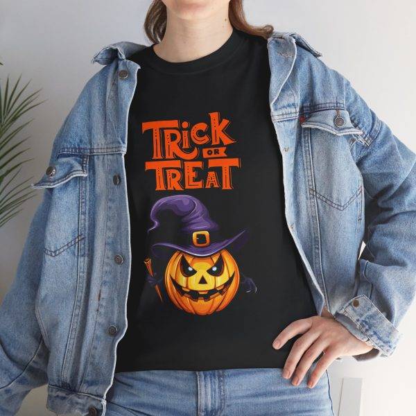 Halloween Trick Or Treat Black Color T-Shirt For Unisex Heavy Cotton Tee