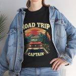 Road Trip Captain Black Color T-Shirt For Unisex Heavy Cotton Tee