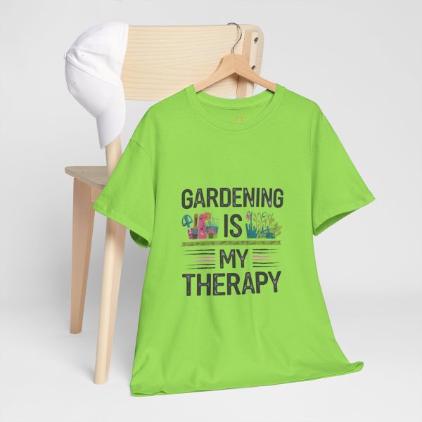 Gardening is My Therapy Unisex Heavy Cotton Tee - Vibrant Green T-Shirt for Plant Lovers