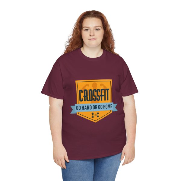GYM Cross Fit Go Hard Or Go Home Maroon Color T-Shirt For Unisex Heavy Cotton Tee