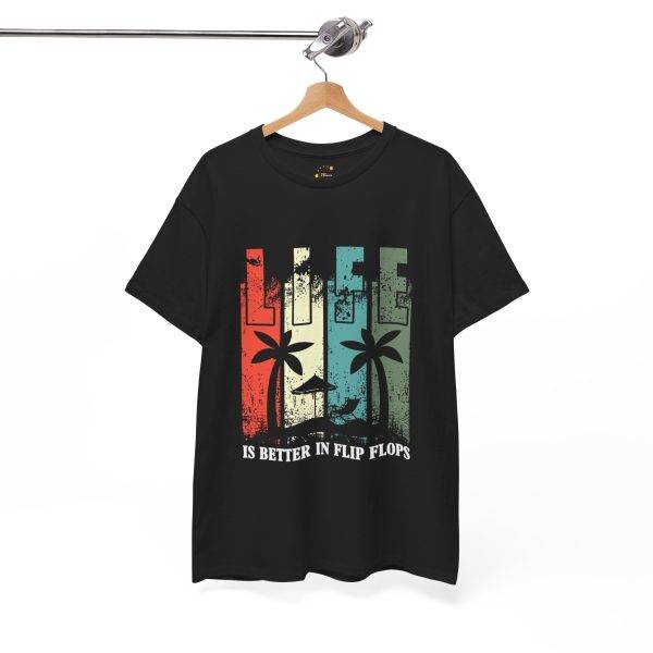 Life Is Better In Flip Flops Black Color T-Shirt For Unisex Heavy Cotton Tee