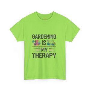 Gardening is My Therapy Unisex Heavy Cotton Tee - Vibrant Green T-Shirt for Plant Lovers