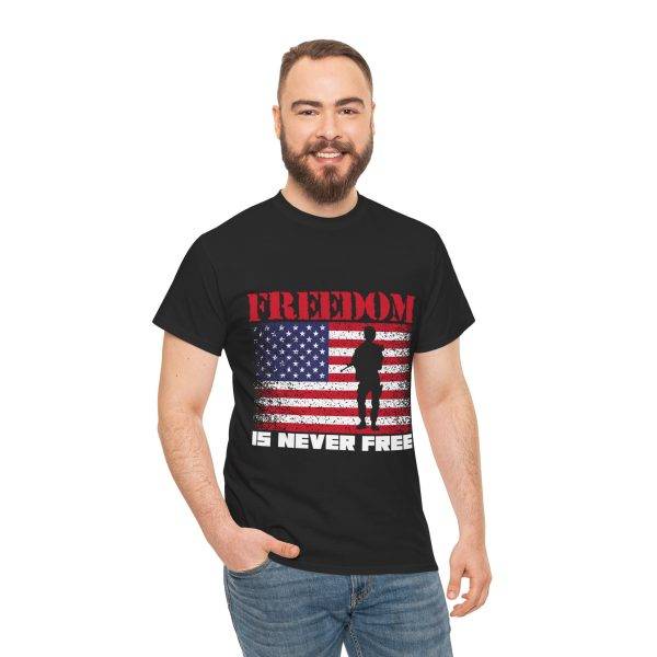 Freedom US Flag Black Color T-Shirt For Unisex Heavy Cotton Tee