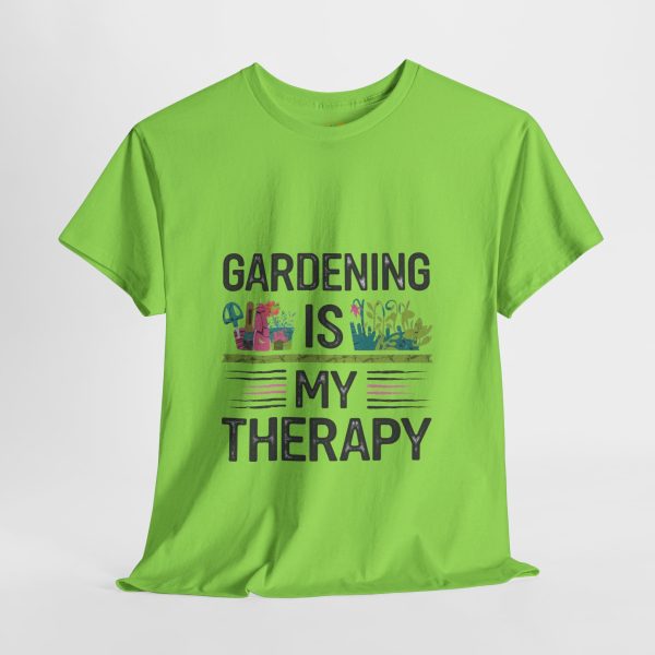 Gardening is My Therapy Unisex Heavy Cotton Tee - Vibrant Green T-Shirt for Plant Lovers