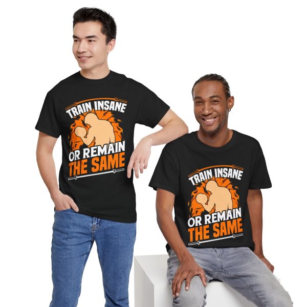 Train insane or remain the same block color gym Tshirt For Unisex Heavy Cotton Tee