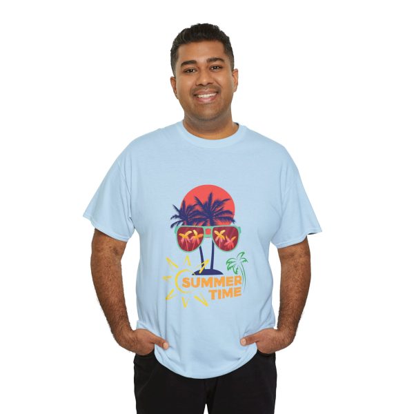 Summer Time Light Blue Color T-Shirt For Unisex Heavy Cotton Tee
