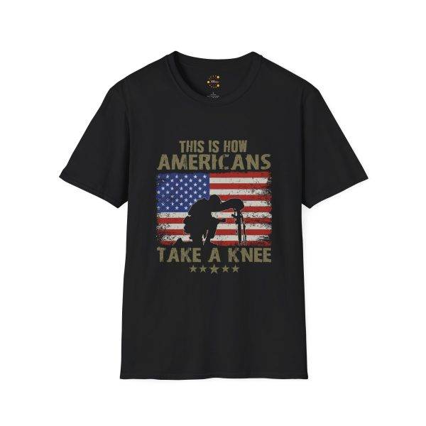 This is how Americans take a knee Black Color T-Shirt For Unisex Soft style T-Shirt