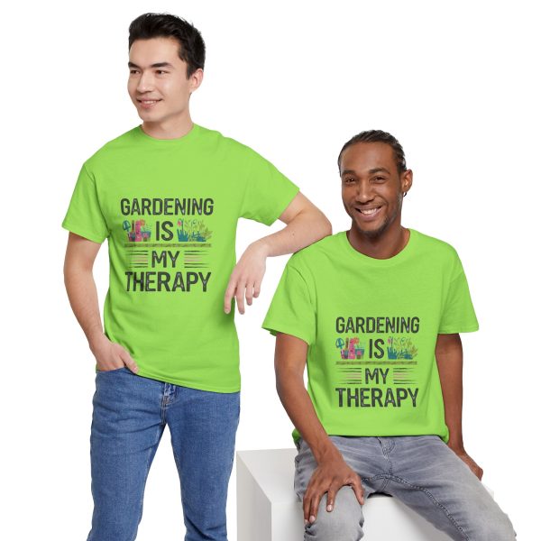 Gardening is My Therapy Unisex Heavy Cotton Tee - Vibrant Green T-Shirt for Plant Lovers