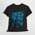 Street Racing Black Color T-Shirt For Men Heavy Cotton Tee
