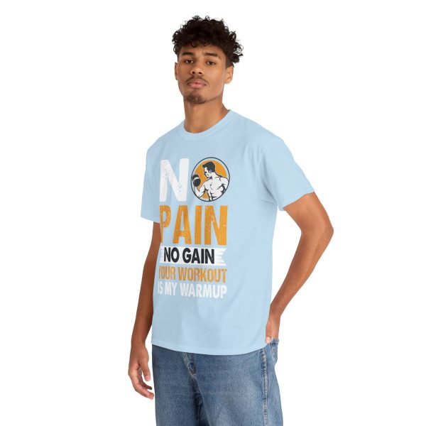 Gym No Pain No Gain Light Blue Color T-Shirt For Unisex Heavy Cotton Tee