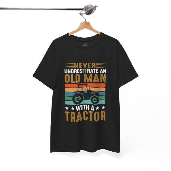Never Underestimate an Old Man with a Tractor Unisex Heavy Cotton Tee