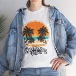 Summer Vibes White Color T-Shirt for Unisex Heavy Cotton Tee