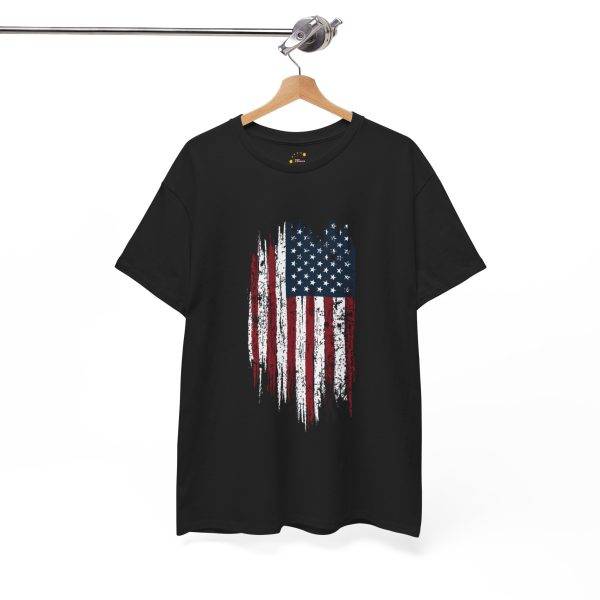 USA Flag Black Color T-Shirt For Unisex Heavy Cotton Tee
